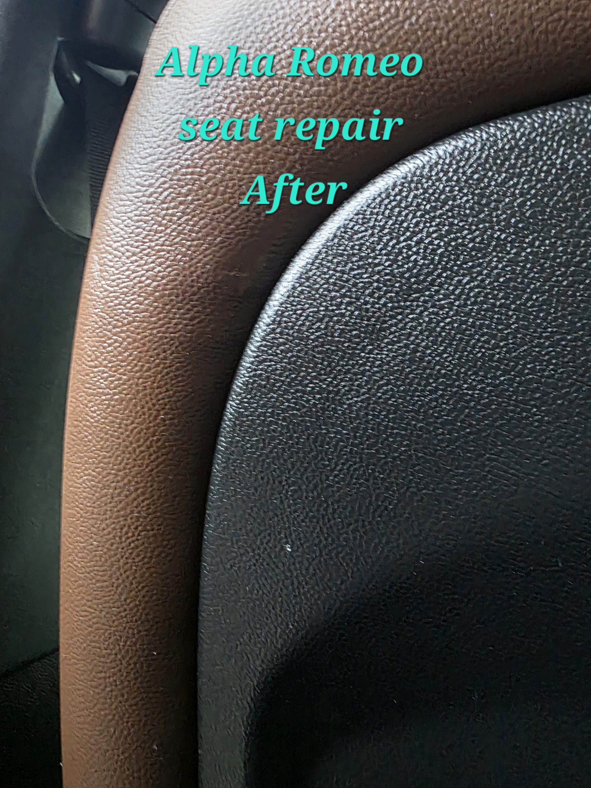 Alfa Romeo leather seat back after repair