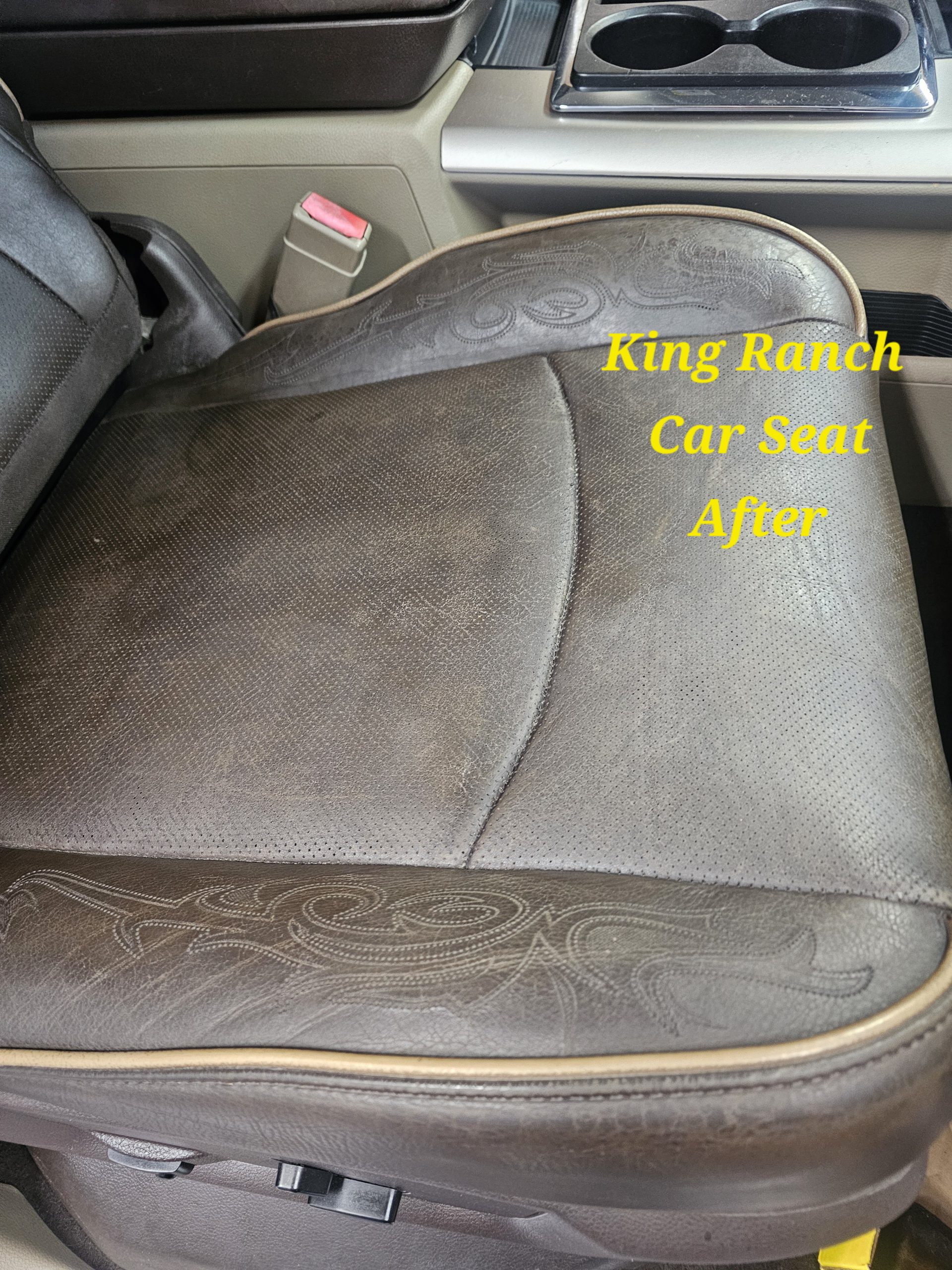 Ford King Ranch leather seat after restoration