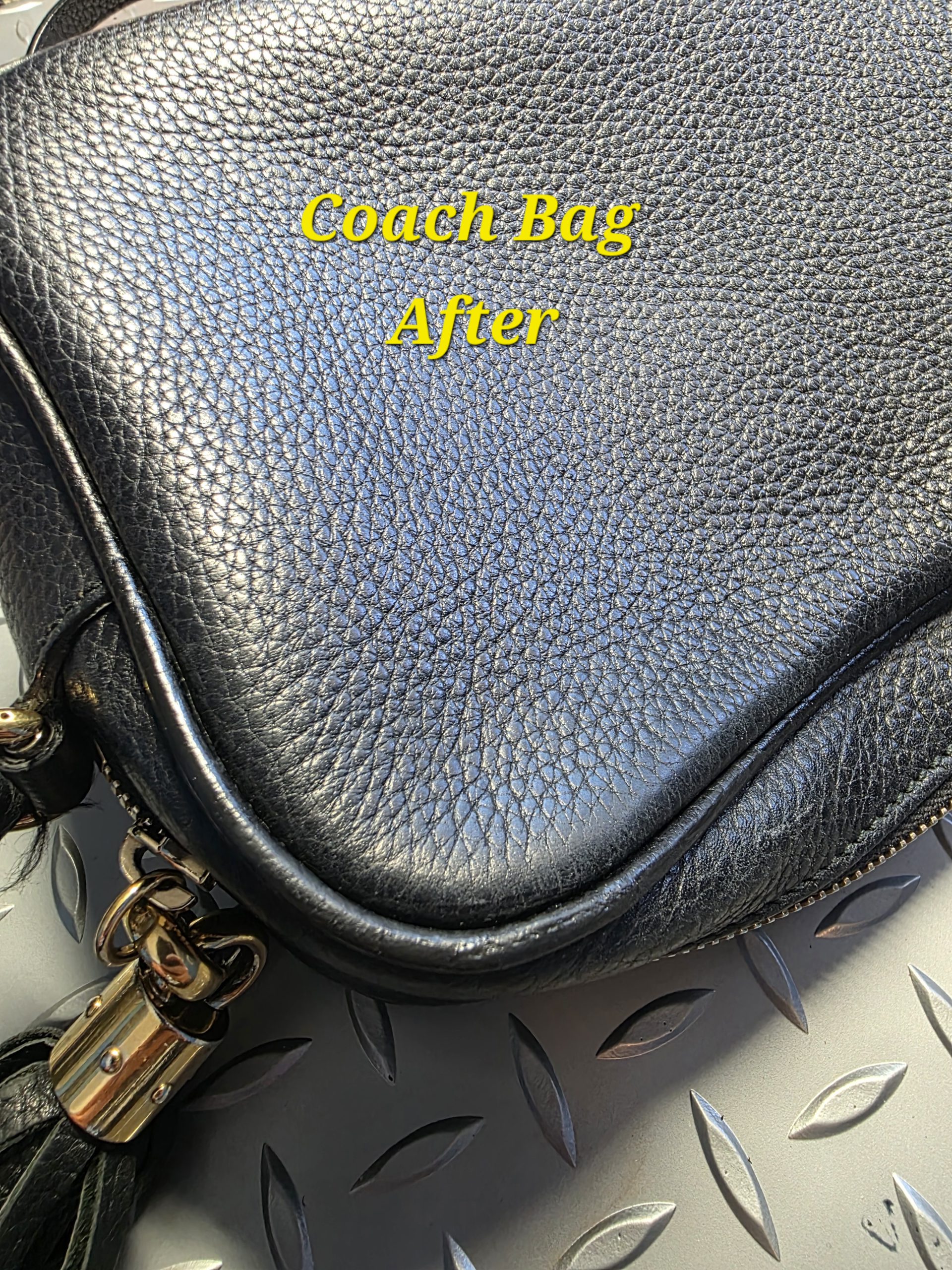 Coach handbag corner after repair