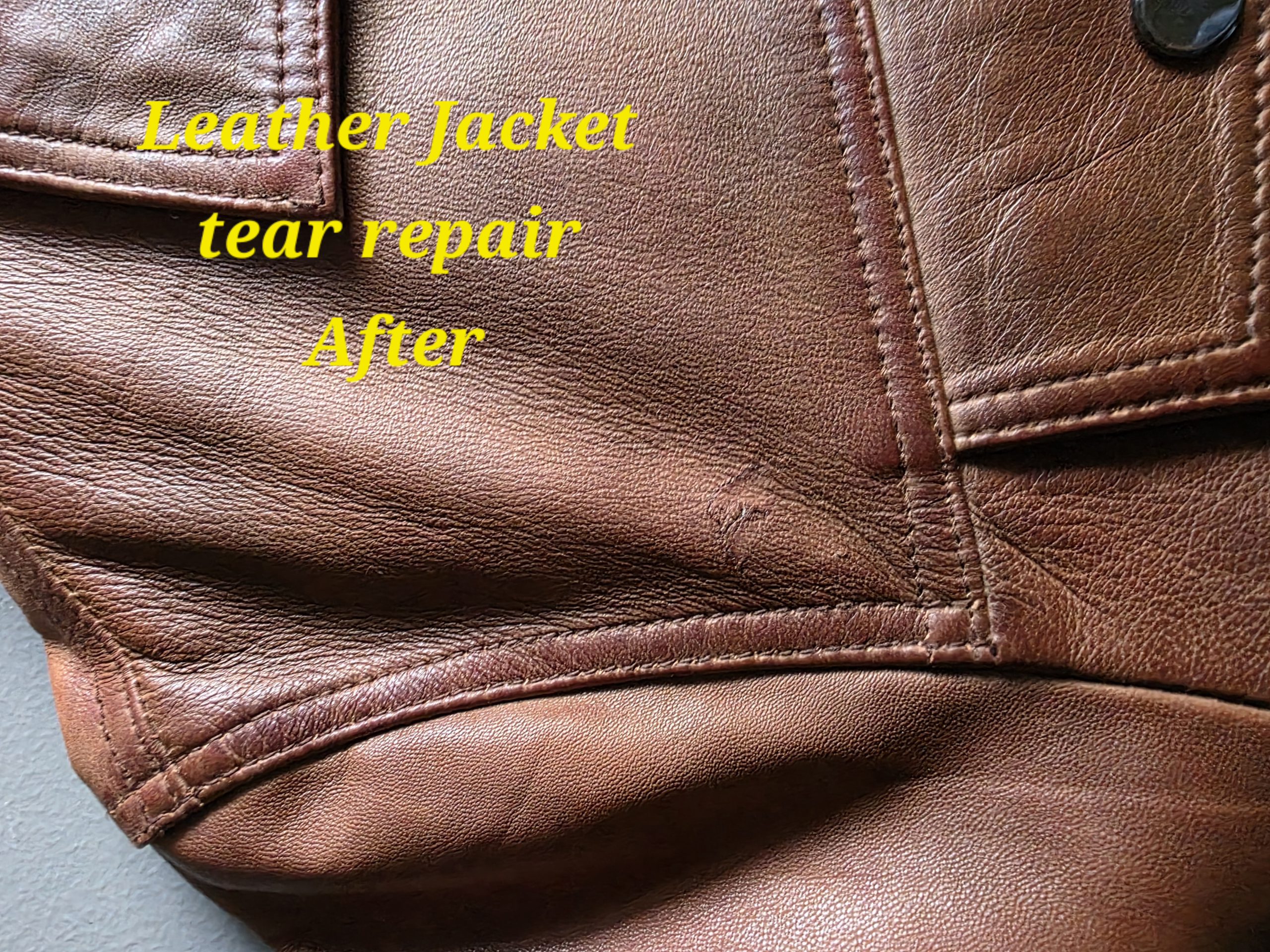 Leather jacket after seam repair