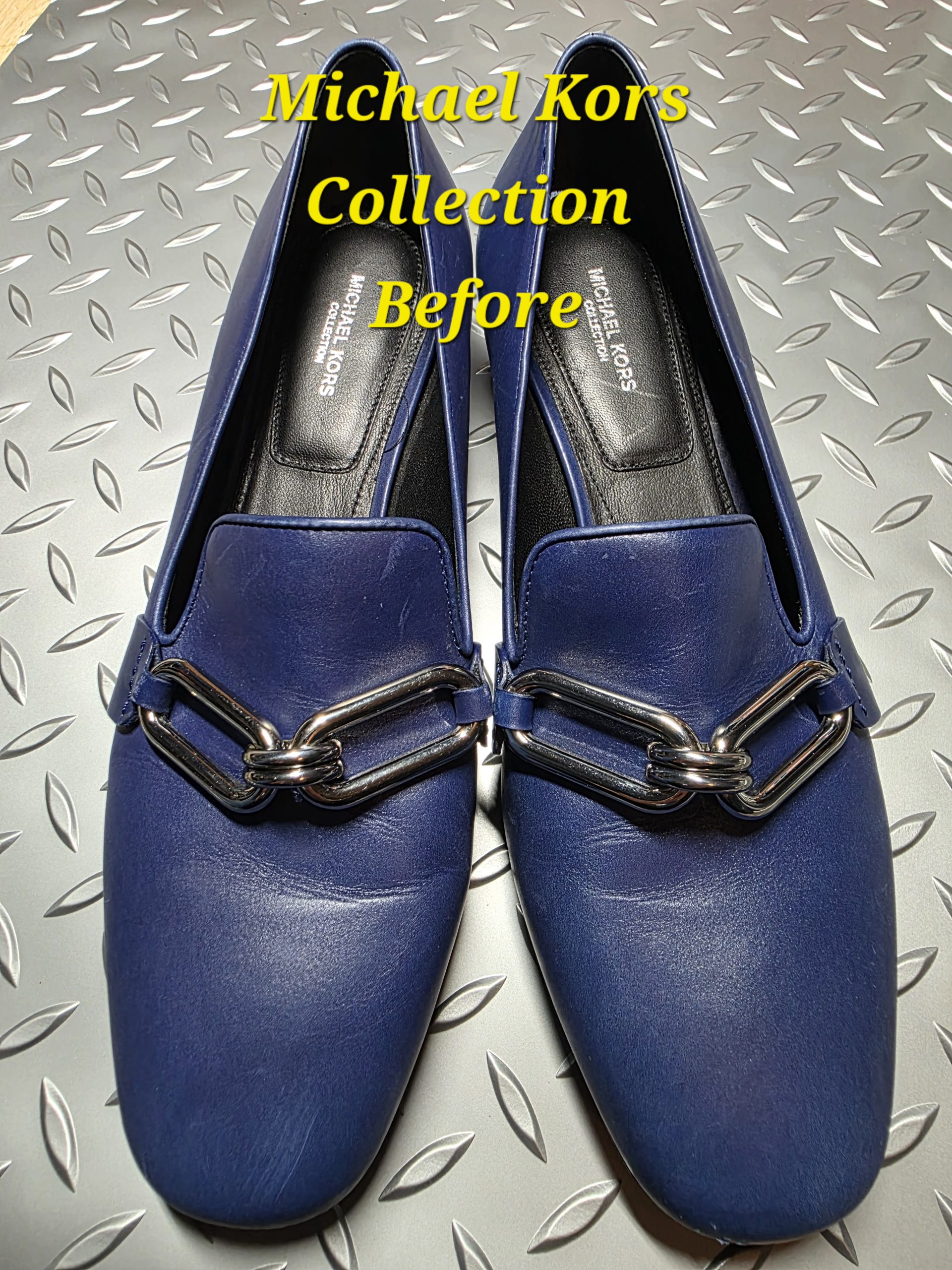 Michael Kors leather loafers before color change