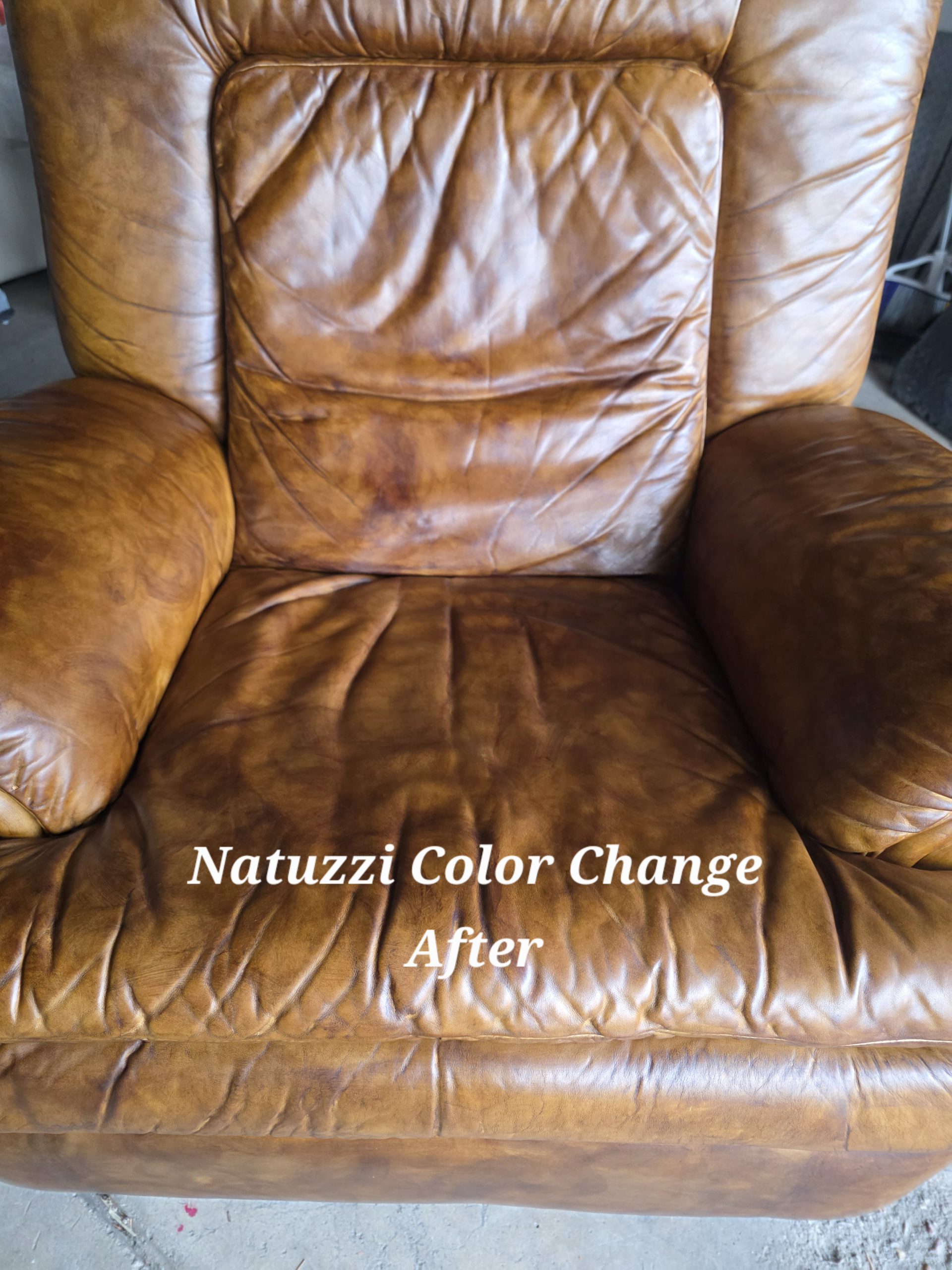 Natuzzi leather recliner after color change