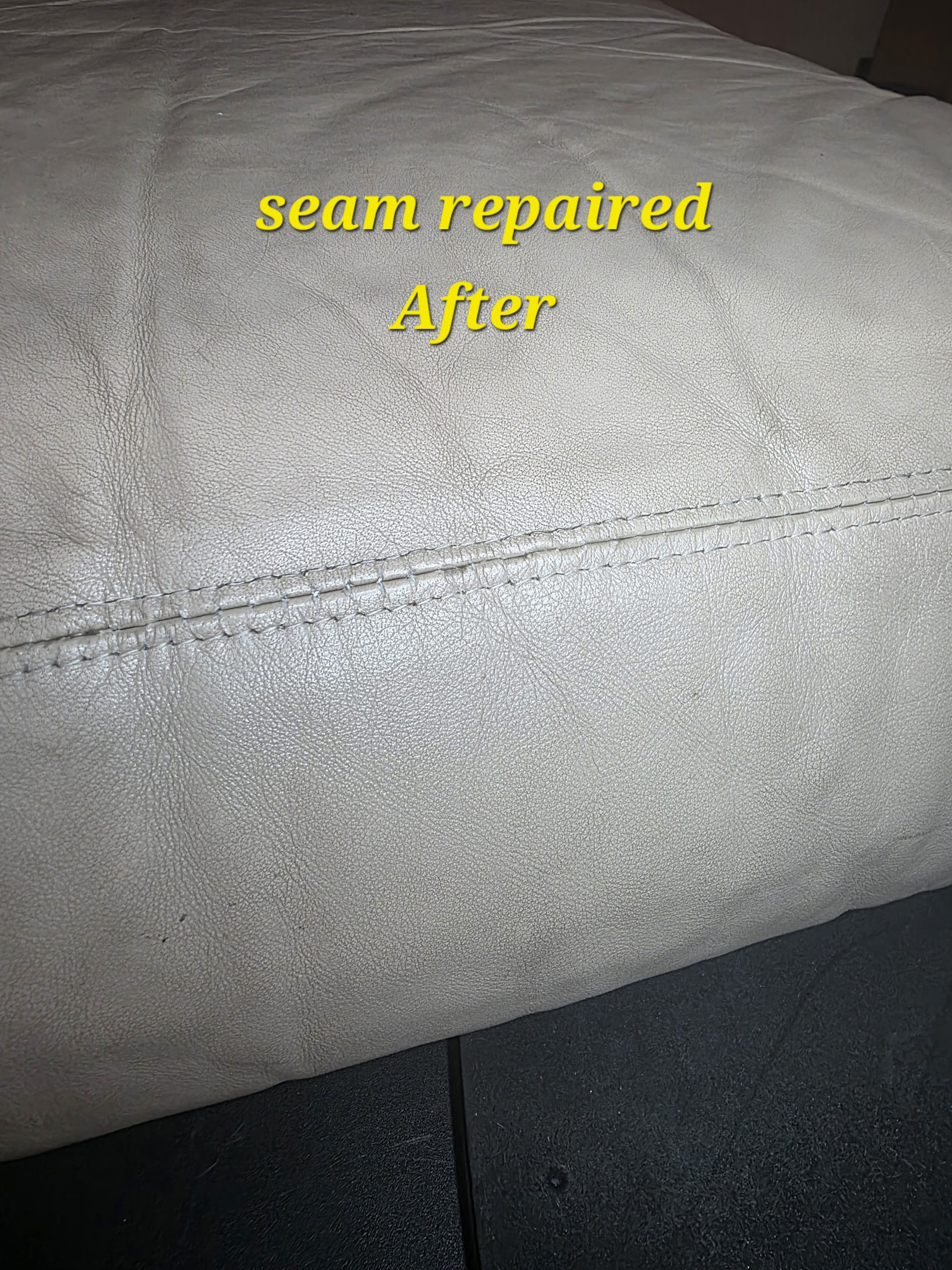 Sofa cushion seam after repair